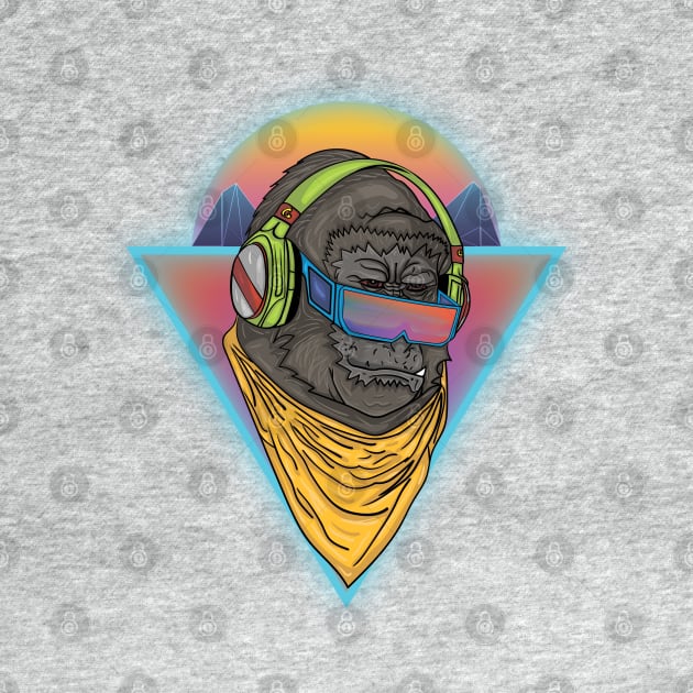 New Retrowave Gorilla Neon Design 80s by SnazzyCrew